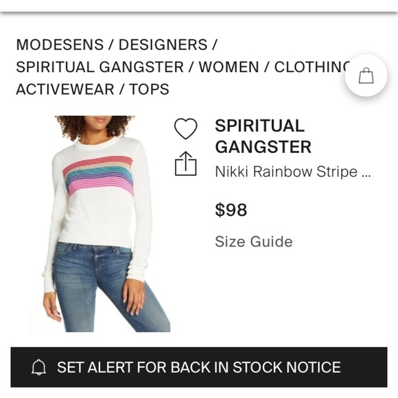 SPIRITUAL GANGSTER NIKKI RAINBOW SWEATER SIZE LARGE - Picture 5 of 10